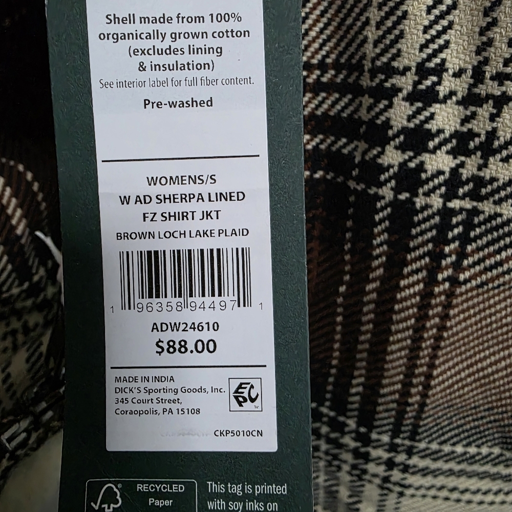 NWT Alpine Design Brown Plaid Women's Sherpa Lined Fleece Shirt Jacket - Picture 4 of 4